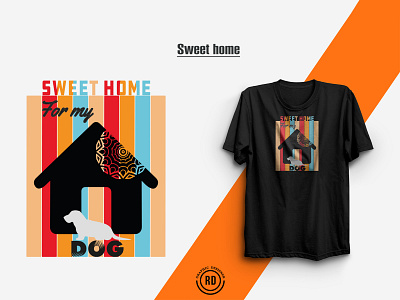 Vintage Typography Black t-shirt. Dog house illustration.