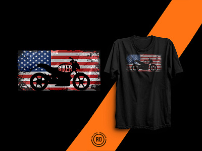 American Flag biker t-shirt design.