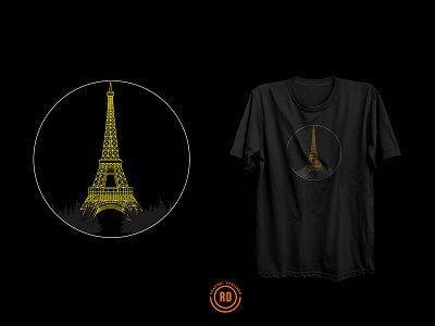 Eiffel tower line art design for t-shirt. minimalistic concept.