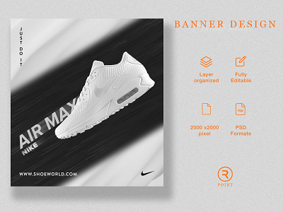 Shoes social media banner design. ad ads advertising banner banners cover photo facebook flyer google ads instagram linkedin minimal nike poster rebound shoe banner snekars social media social media banner social media post