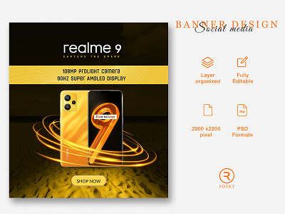 Realme smartphone social media banner design. ad advertising banner banner ads branding facebook ad food gadget google ad instagram post landing page shopify ad social media social media pack ui ux web ad web banner web page web slider