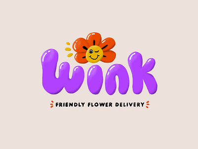 Wink: Friendly Flower Delivery 70s colorful conceptual design disco flower friendly fun graphic design groovy hand lettering illustration logo procreate wavy weekly warmup wink