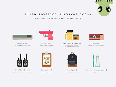 Alien-Invasion Survival Icons alien custom icons extraterrestrial funny graphic design icons illustrator unique