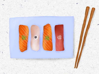 Fancy Sushi color colorful food graphic design illustration nigiri procreate salmon sushi texture