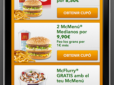 McDonald'sCupons.cat app app cards coupons cupons green iphone mcdonalds orange