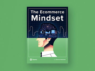 The Ecommerce Mindset Ebook Cover art cover ebook ecommerce gradient green head illustration man minimal texture vector