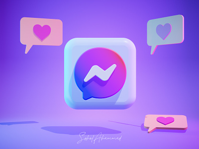 3D Messenger icon design for website 3d art 3d icon 3d illustration 3d modeling app design facebook icon illustration messenger icon ui web element