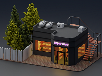 3D Isometric shop illustration