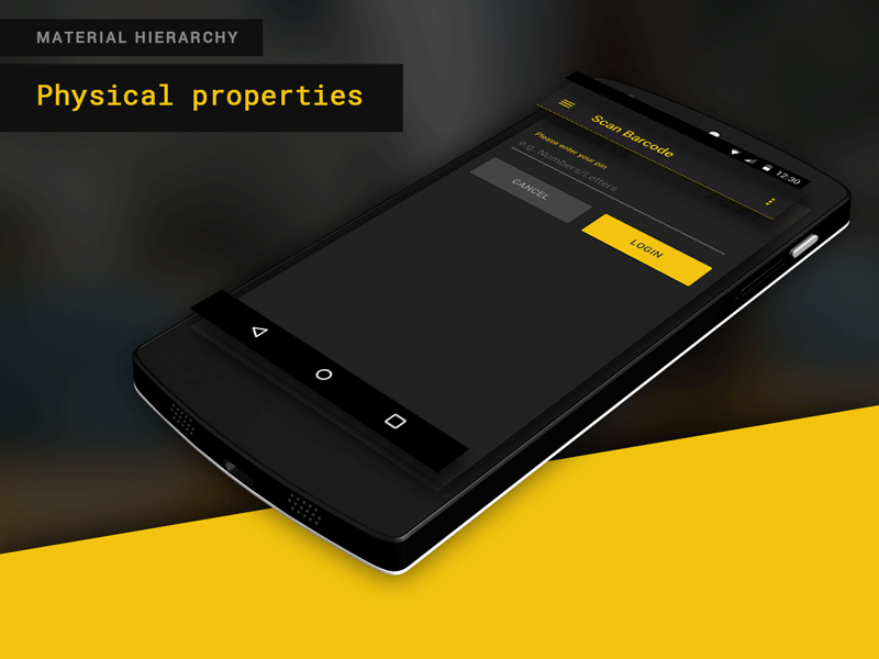 Material Hierarchy android animation app google hierarchy layers material physical properties side project yellow transition