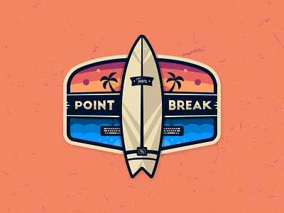 Team Point Break Badge badge clean colorful crest design engineering illustration keyboard logo ocean palm tree point break simple surfboard surfing team vector