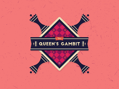 Team Queen's Gambit Badge badge chess chessboard clean crest design gambit game graphic design illustration illustrator logo queen simple vector