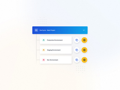 Environment Management Graphic clean code code release coding colorful design developers development environment feature flags feature management gradients illustration production simple staging tech technology ui vector