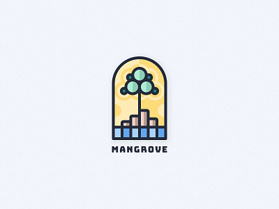 Mangrove Badge badge branches branding clean coastal crest design environment illustration logo mangrove nature ocean outdoors simple stained glass tidal tree water wilderness