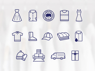 Dry-Cleaners Icon Set clothing coat couch dress gloves hat icons minimal shirt simple uggs van