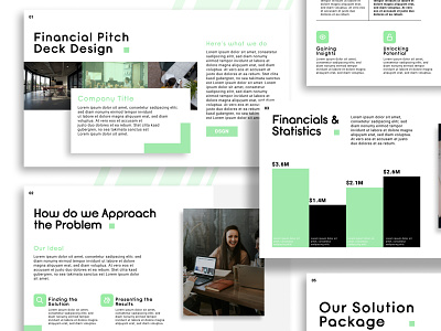 Pitch Deck Design - Fintech Startup branding concept design financial green illustration inspiration lean logo minimal modern new pitch pitch deck product startup template