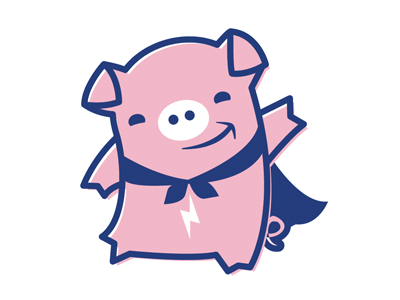 Pig character design illustration pig superhero