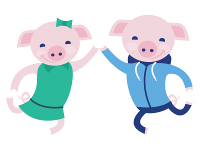Pig High 5 character design illustration pig