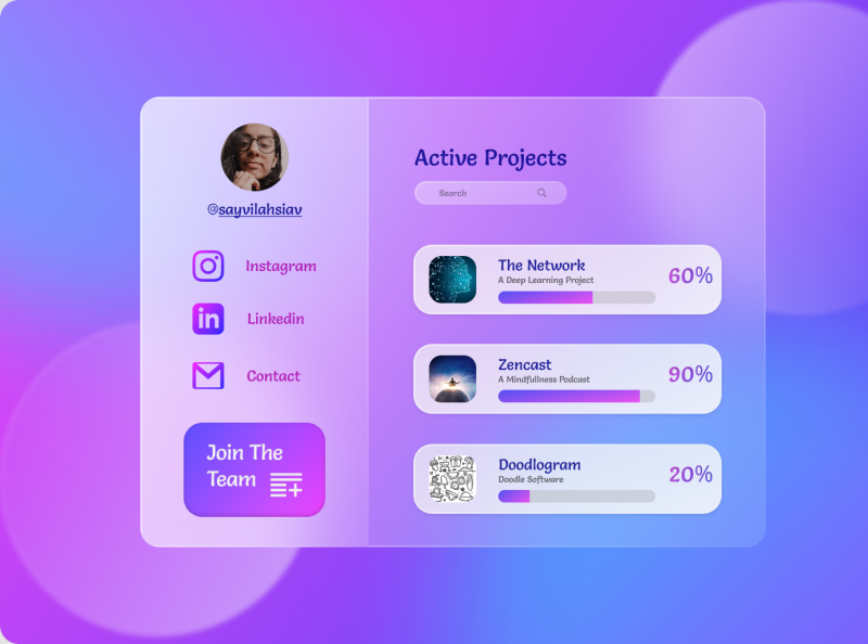 Glassmorphism Dashboard UI Design (1440 x 1024) by Sayv Ilahsiav on