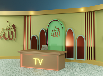 Islamic Tv Program stage design 3d blender design islamic modeling product program stage tv