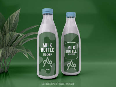 Milk Bottle 3D Render Mockup