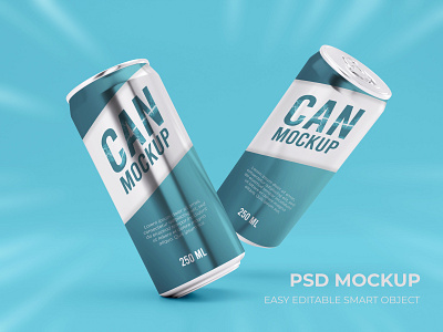 Soda Tin Can 3D Mockup PSD brand