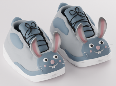 Kids Bunny Face Shoe 3D Modeling and Texturing 3d baby blender branding bunny design face illustration kids modeling product shoe texture walking