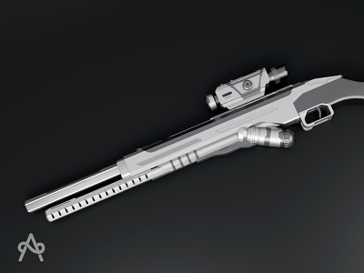 Game asset Gun 3D modeling and texturing