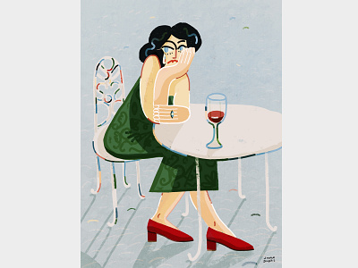 Bergamo alone bergamo drawing drinking girl illustration sitting vine