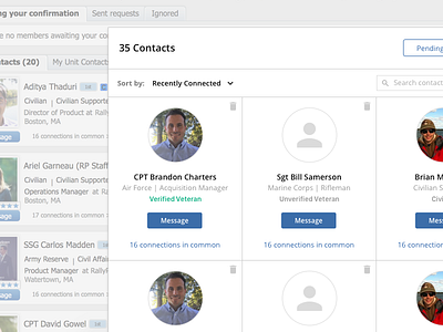 Cards layout for Contacts Page