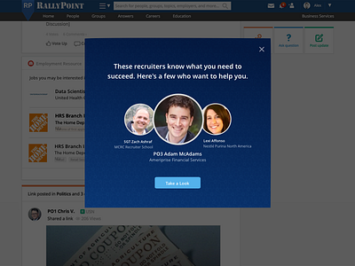 Recruiters Showcase design feature modal new onboarding ux