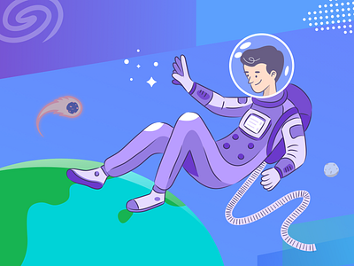 Bam astronout illustration illustrator kosmonaut space spaceman stars ui webdesign