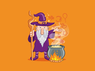 Wizard fire illustration kettle smoke wizard