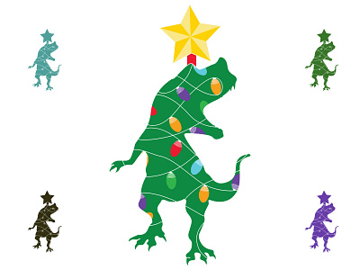 Christmas Dinosaur Tree SVG, Clipart Digital Silhouette