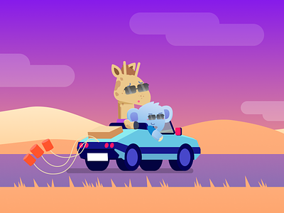 Bye Bye Jumbo (Phone Wallpapers) car character desert elephant freebie giraffe road roadtrip sunset wallpaper