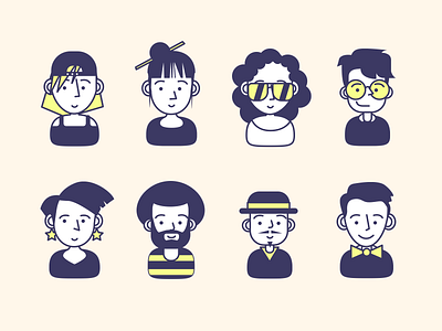 Avatar set for cappuccino avatar character fashion hat heads hipster humans illustration ios people profile