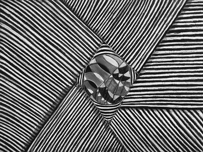 Dichotomy within abstract black and white design optical illusion stripes