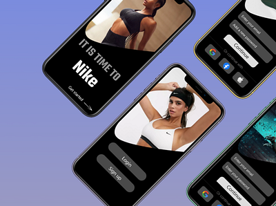 Nike Mobile App login re-design 3d animation branding design graphic design illustration logo motion graphics ui vector