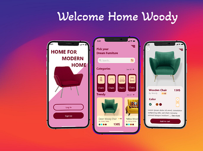 Woody Store Furniture E-Shop web&App UI/UX Design 3d animation branding design graphic design illustration logo motion graphics ui vector