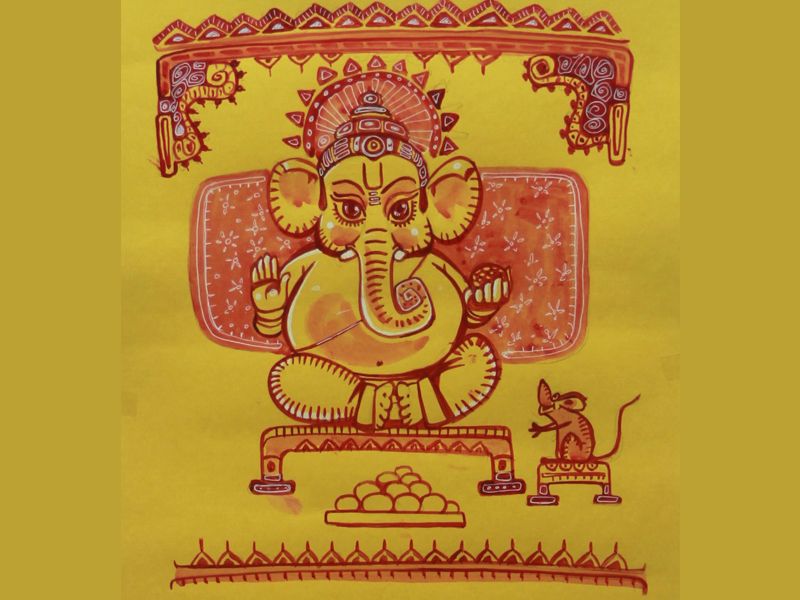 Ganesh chaturthi specialhighly requested painting of chinchpokli cha  chintamani 2018  YouTube  Drawings Painting Drawing class