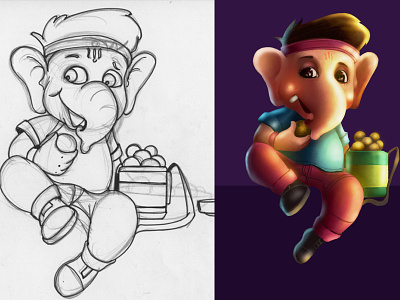 Ganesh Ji Drawing designs, themes, templates and downloadable graphic  elements on Dribbble