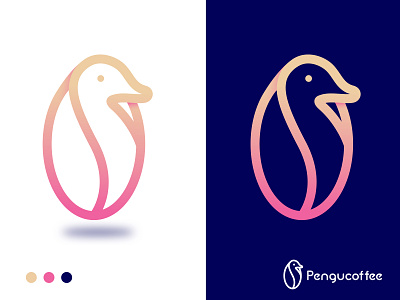 Penguin + Coffee logo mark