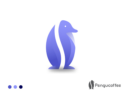 Penguin + Coffee Bean logo mark