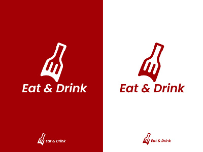 Eat & Drink bar logo best logo branding brandmark colourful logo creative eat and dring food and wine food logo fork and wine bottle graphic design illustration logo design logo for sale logo mark night club logo pub logo restaurant vector wine bottle