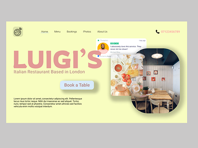 Luigi's Website design for home page