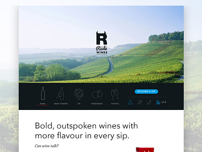 Rude Wines Landing Page icons landing page menu navigation ui web design website wine