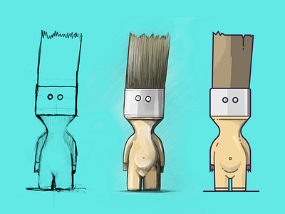 The Paint Brush Man brush character design hair icon iconography illustration illustrator outline paint pictogram sketch