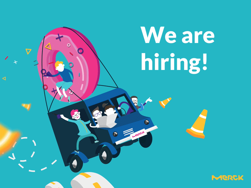 We are hiring! animation bus donat flinto group hiring illustration merck kgaa team transition