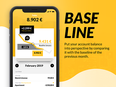 Baseline App app bank card chart dashboard finance fintech graph graphics interface iphone statistic ui ux