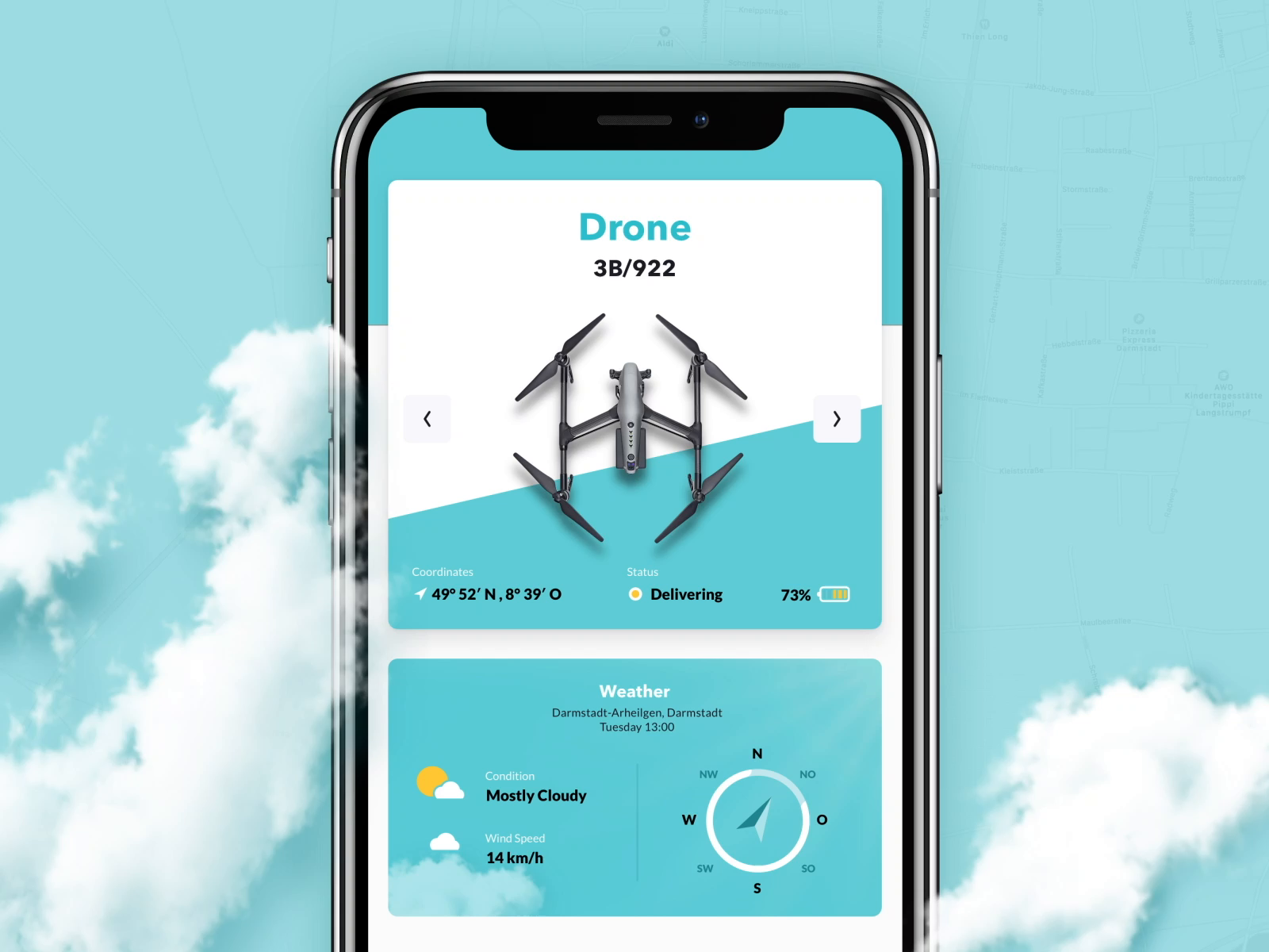 Drone Delivery Tracking iPhone App by Paul Svoboda for UX Strategy