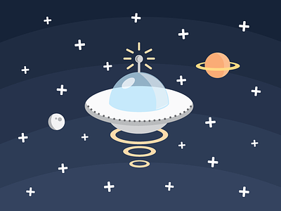 Hello Dribbble ! debut hello illustration planets space ufo
